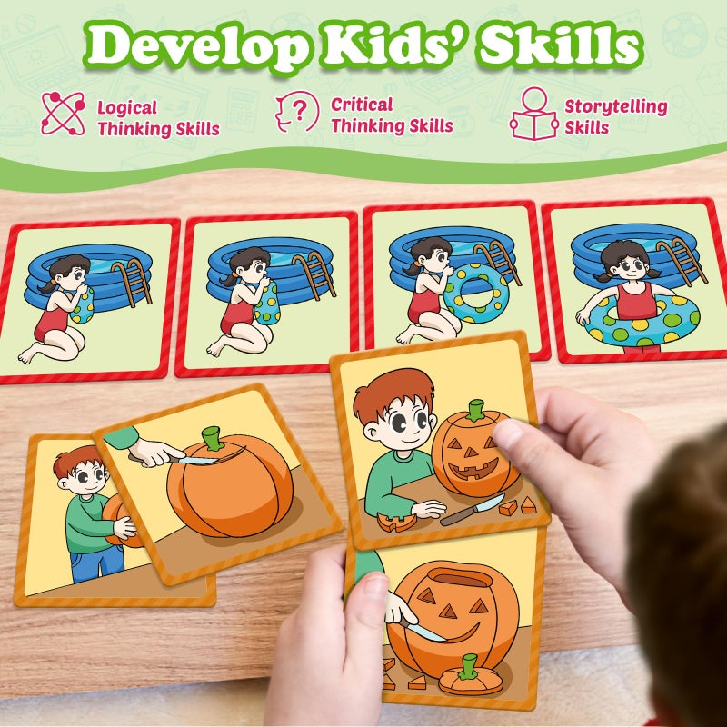 Kasfalci Sequencing Cards,Sequence Board Game for Kids,Speech Therapy Materials Toys for Autism,Story Storytelling,Social Skills,Sentence Building,Preschool Learning Activities,Classroom & Homeschool - Image 4